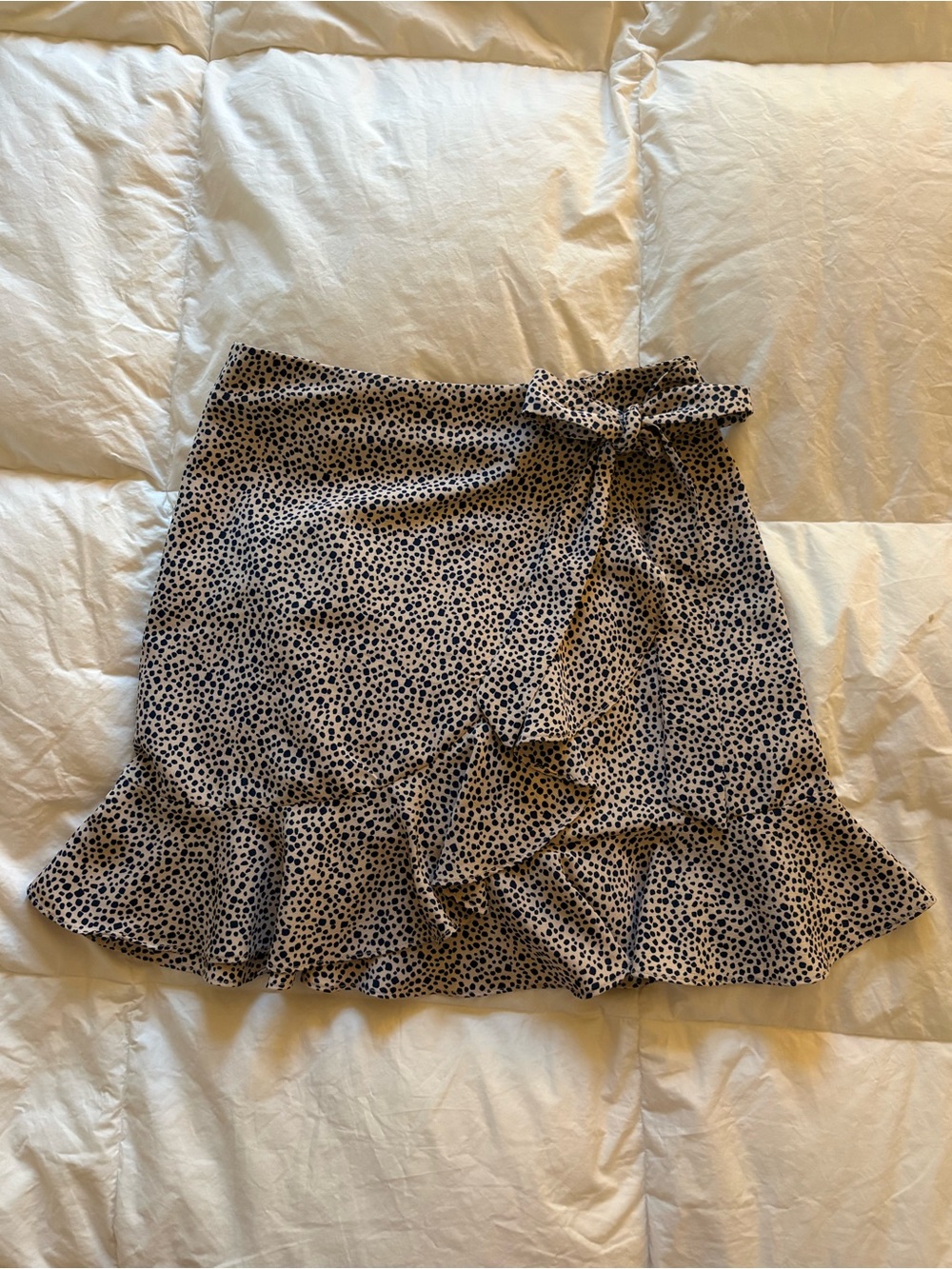 Princess Polly Beige and Navy Dot Mini Skirt